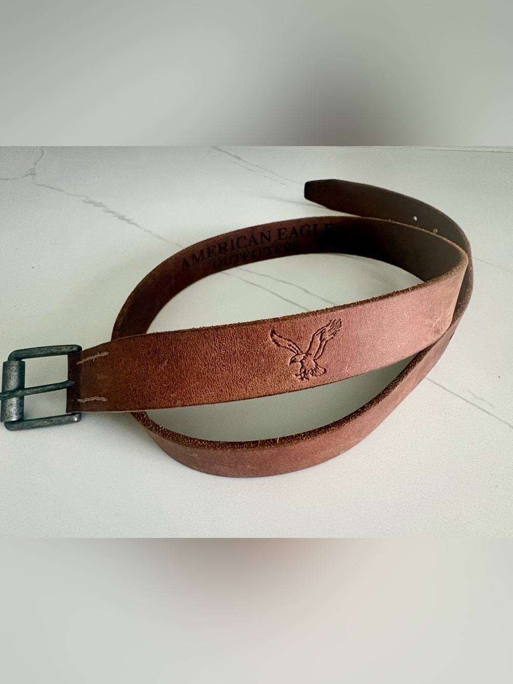 Men’s American Eagle Outfitters Distressed Brown Genuine Leather Belt Sz. M34-36